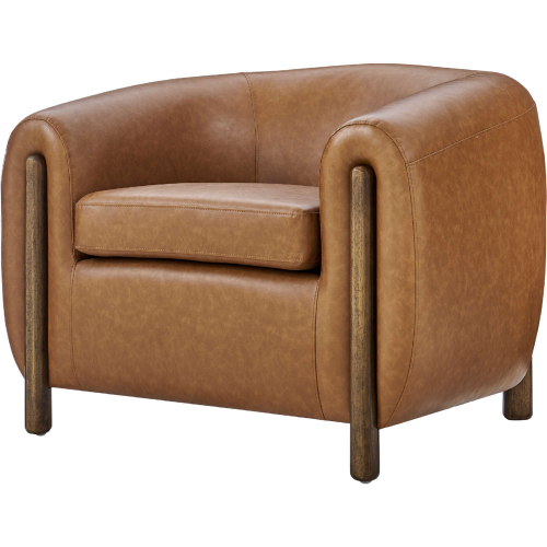 Cordelia Accent Arm Chair in Vintage Cider Brown Eco Leather & Wood